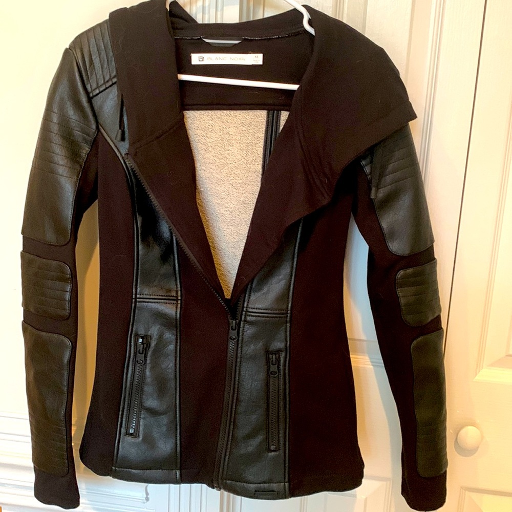 Blanc noir leather hoodie coat/jacket xs